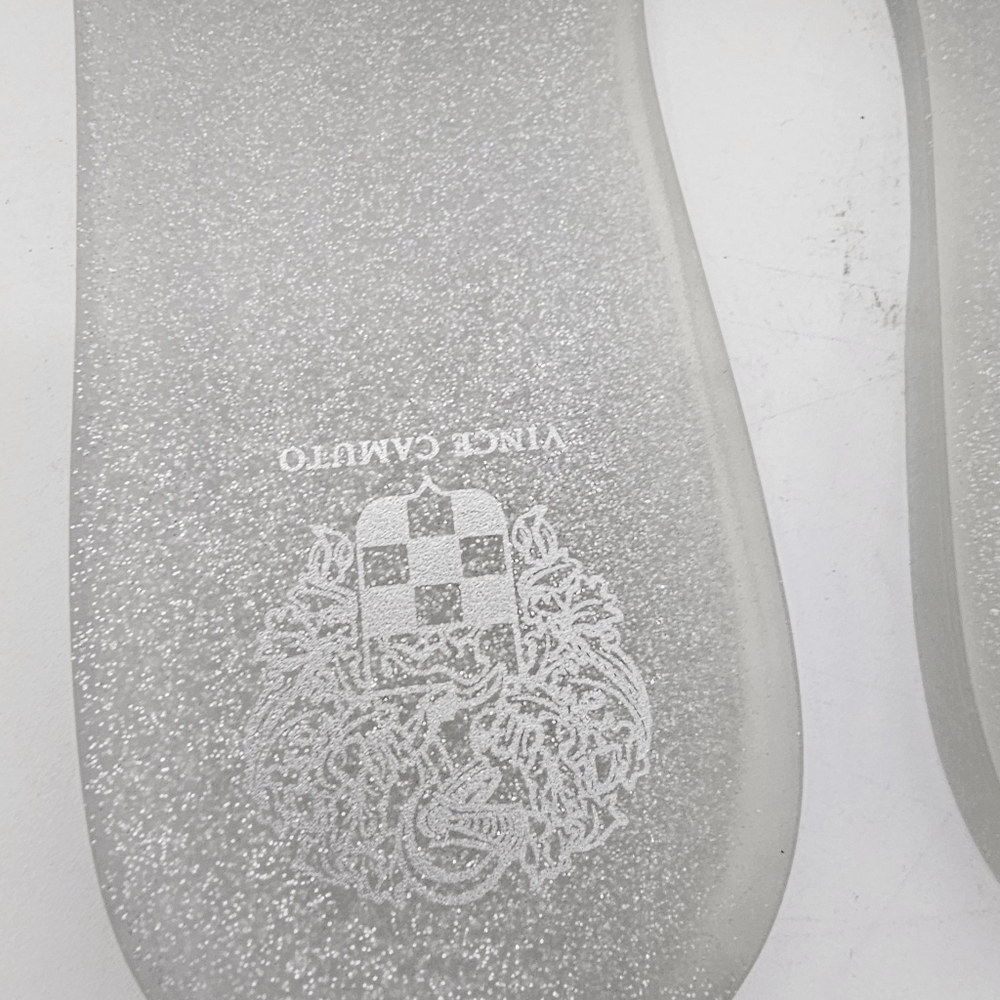 NIB Vince Camuto Embellished Metallic Silver Sparkle Jaquell Jelly Slide Sandal - Picture 11 of 15